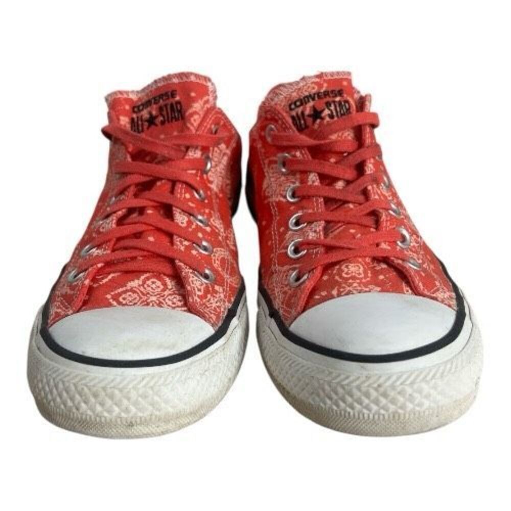 Converse All Stars Women Coral Red Bandana Print Sneakers Size 10 Skateboarding - Picture 3 of 11